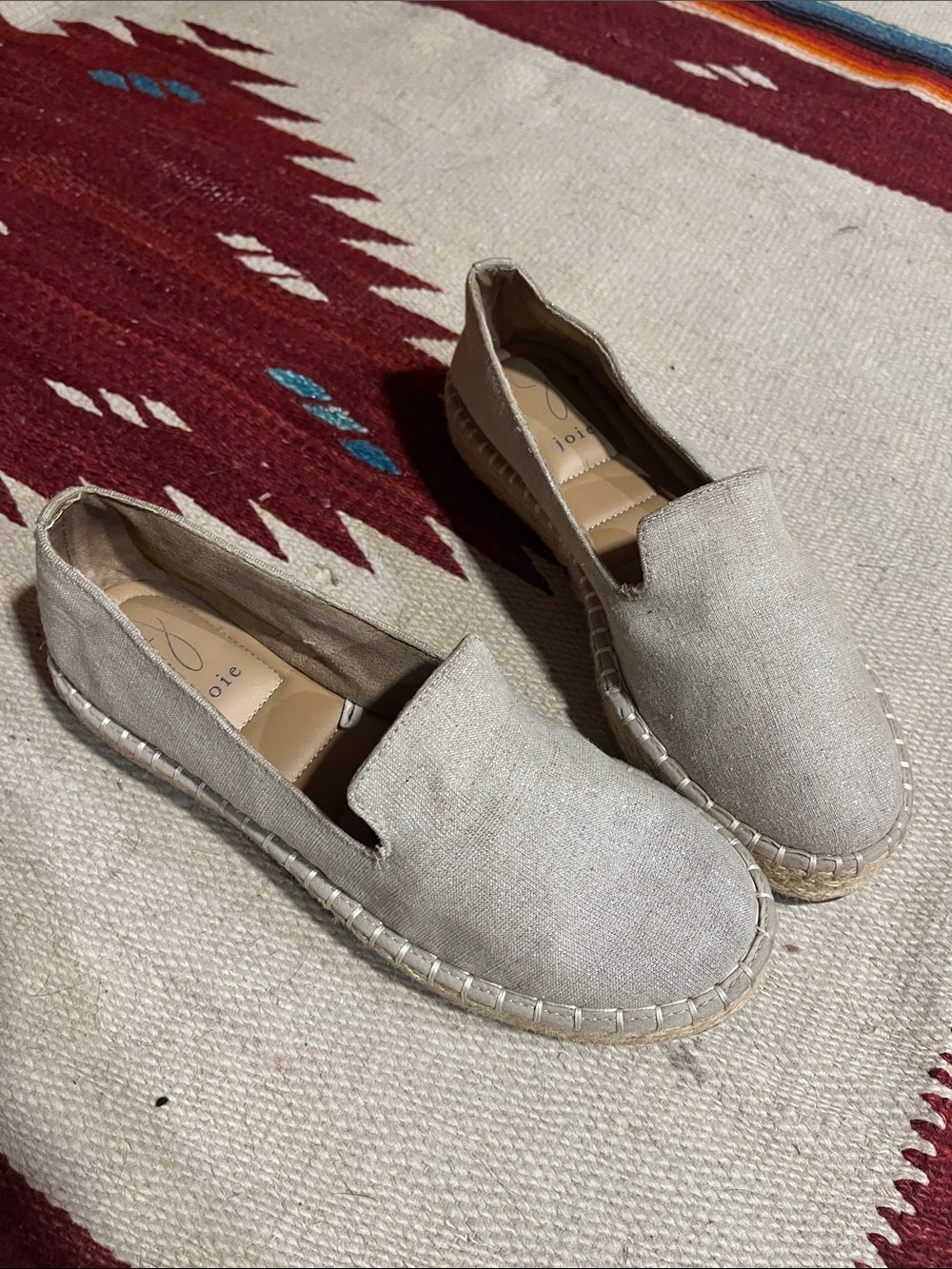 Joie Cara Metallic Linen Espadrille Flat